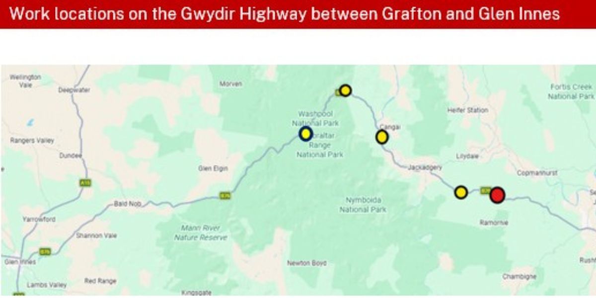 Changed traffic conditions on Gwydir Highway between Grafton and Glen Innes